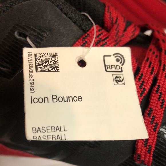 Adidas Mens Size 15 Icon Bounce Medal Baseball Cleats Shoes  Black Red NWT Sport - Picture 11 of 12